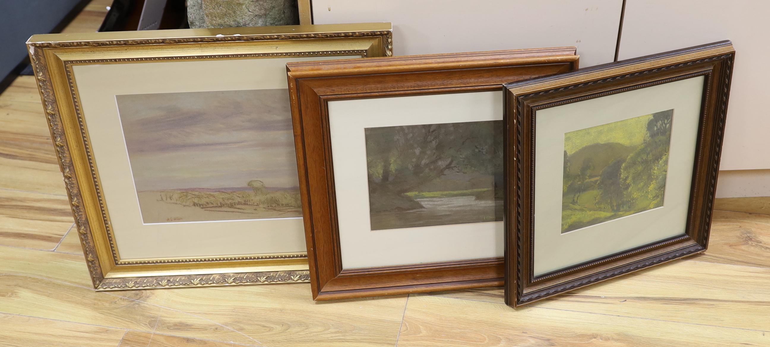 Harry Epworth Allen (1894-1958), three pastels, Dargle River and County Wicklow views, each signed, largest 25 x 34cm